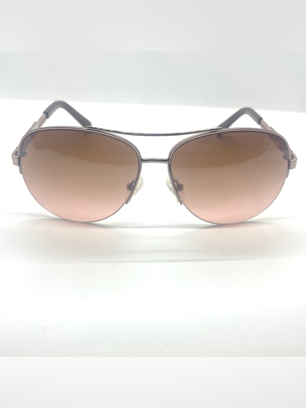 Guess Aviator Sunglasses - Rose/Brown Gradient Lenses 62mm 100% UV Protection